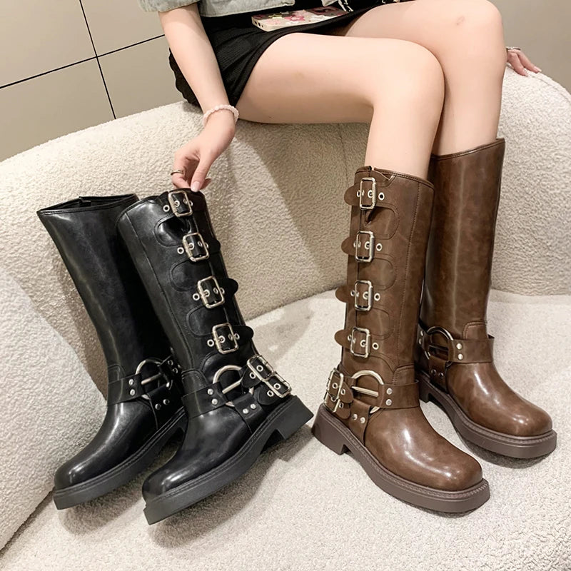 Women's Classy Vintage Side-Buckle Boots