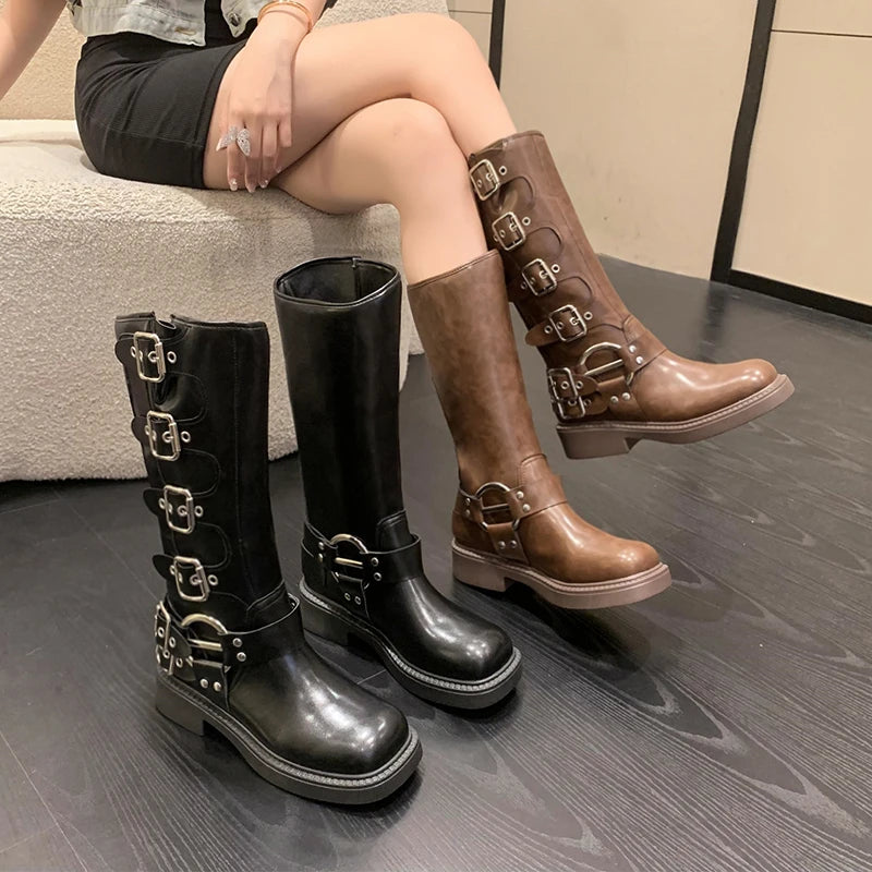 Women's Classy Vintage Side-Buckle Boots
