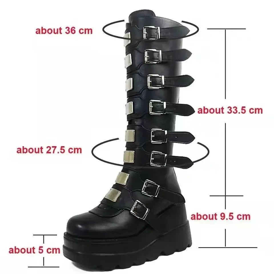 Women's Punk Buckle Platform Boots