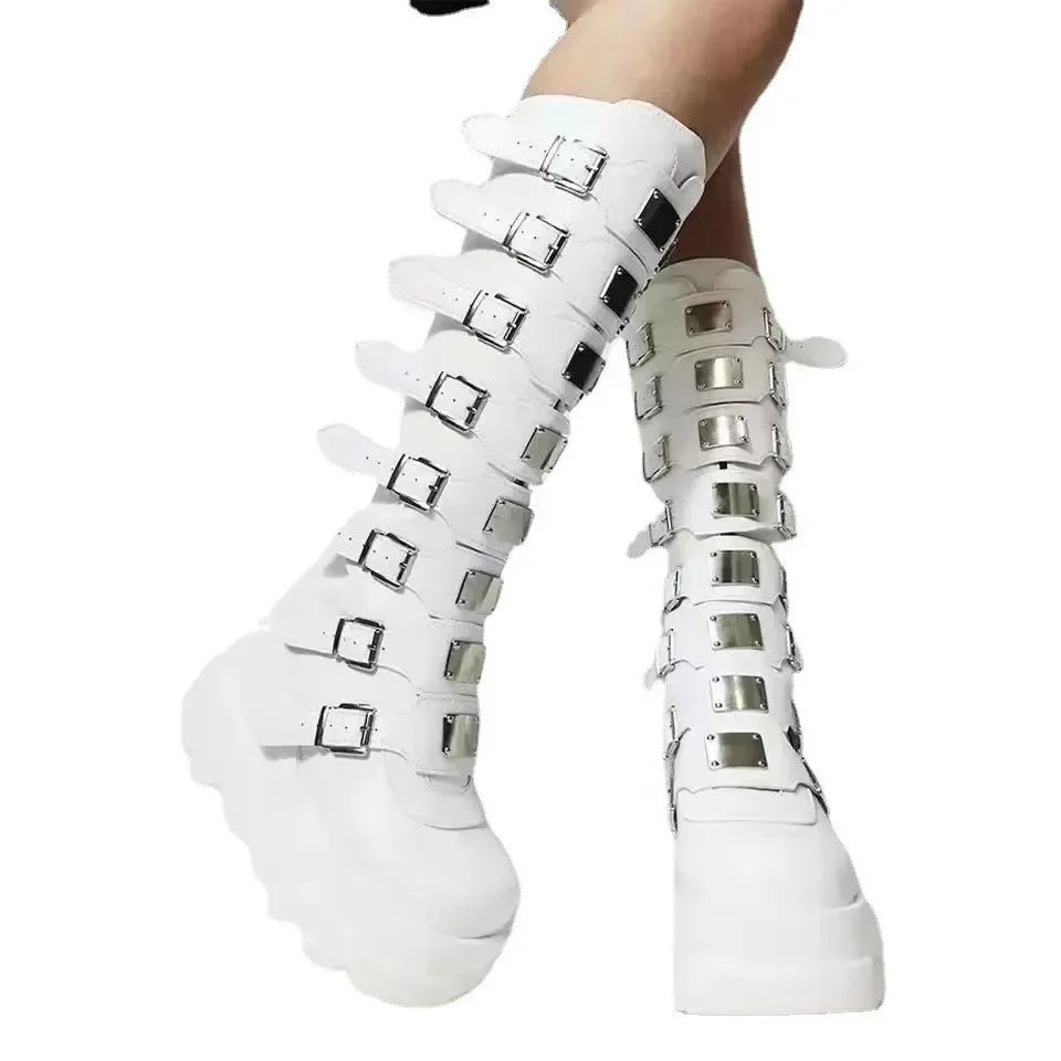 Women's Punk Buckle Platform Boots