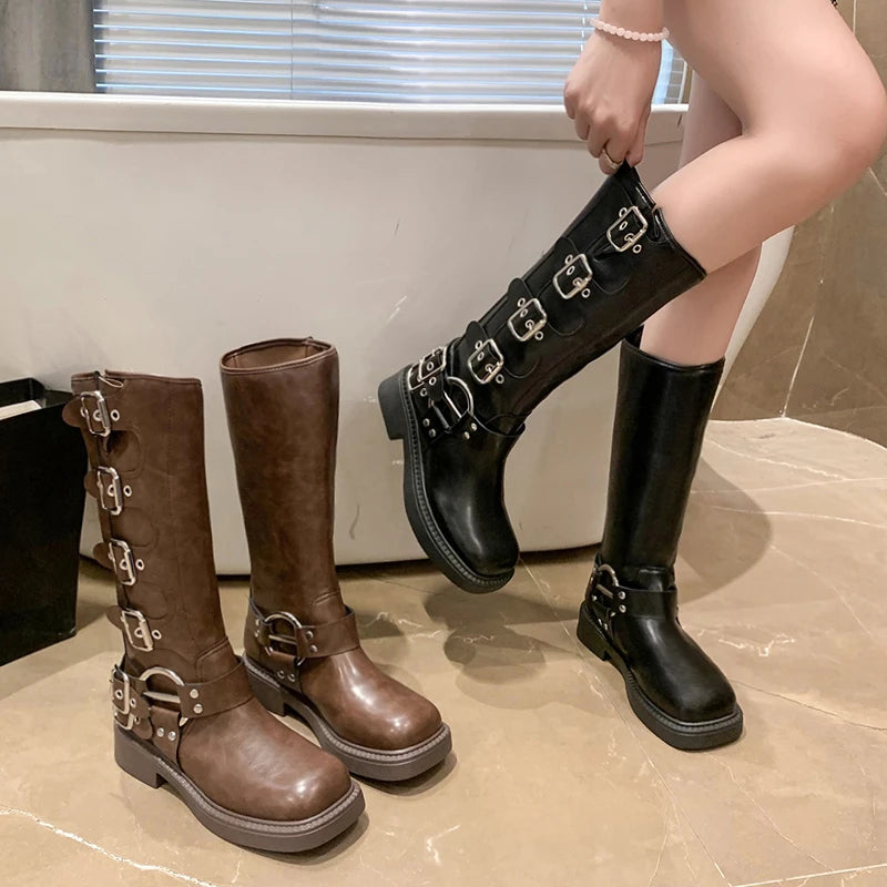 Women's Classy Vintage Side-Buckle Boots