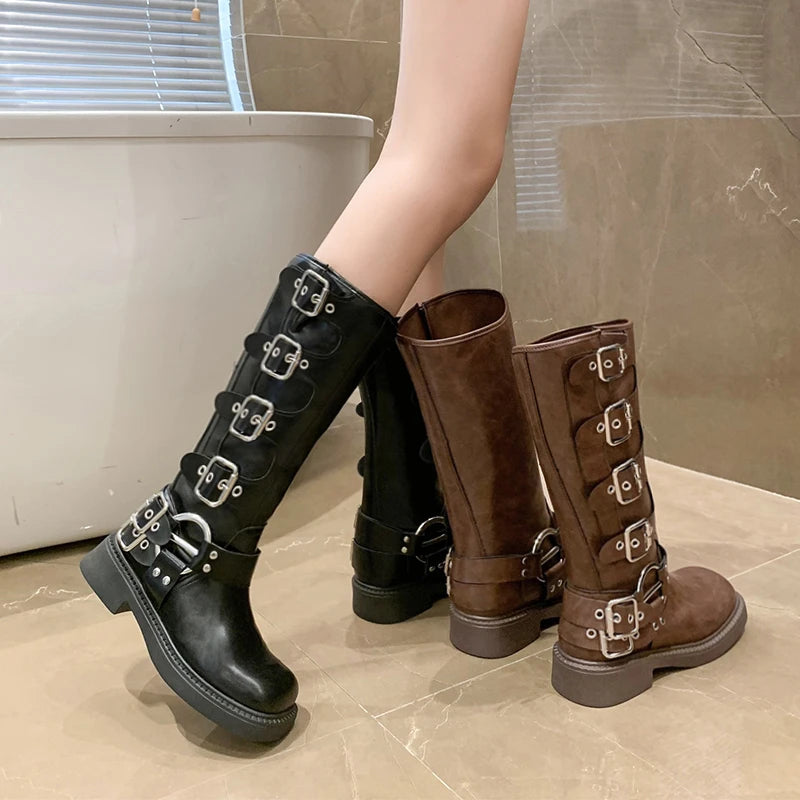 Women's Classy Vintage Side-Buckle Boots